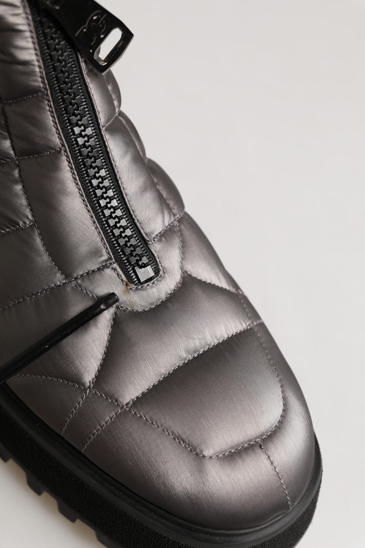 Silver Leather Quilted Men Ankle Boots Shoes
