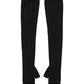 Black Wool Knitted Long Fingerless Gloves