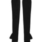 Black Wool Knitted Long Fingerless Gloves