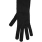 Black Polyester Long Elbow Length Gloves