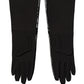 Black Polyester Patterned Short Length Gloves