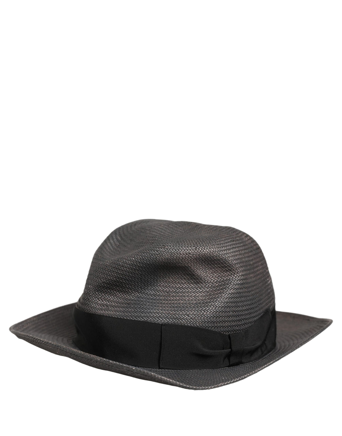 Men Gray Paper Woven Wide Brim Fedora Hat