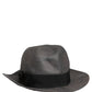 Men Gray Paper Woven Wide Brim Fedora Hat