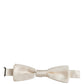 Men White 100% Silk Adjustable Neck Papillon Bow Tie