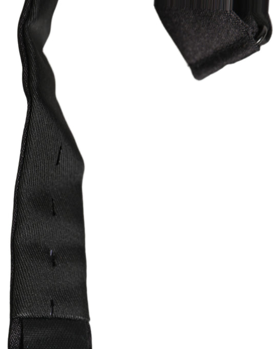Men Black 100% Silk Adjustable Neck Papillon Bow Tie