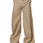 Beige Cotton Straight Men Formal Dress Pants