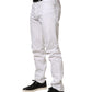 White Skinny Mid Waist Men Denim Trouser Jeans