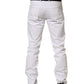 White Skinny Mid Waist Men Denim Trouser Jeans
