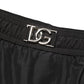 Black DG Logo Drawstring Beach Shorts Swimwear