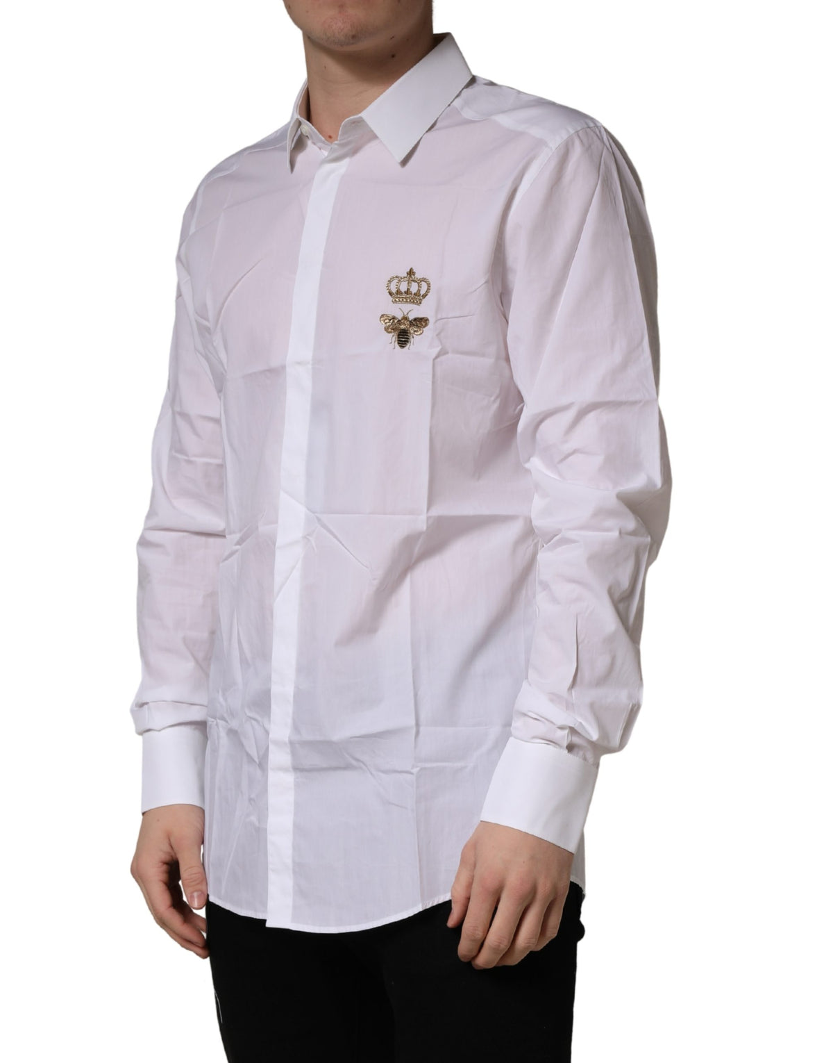 White GOLD Crown Bee Cotton Formal Dress Shirt