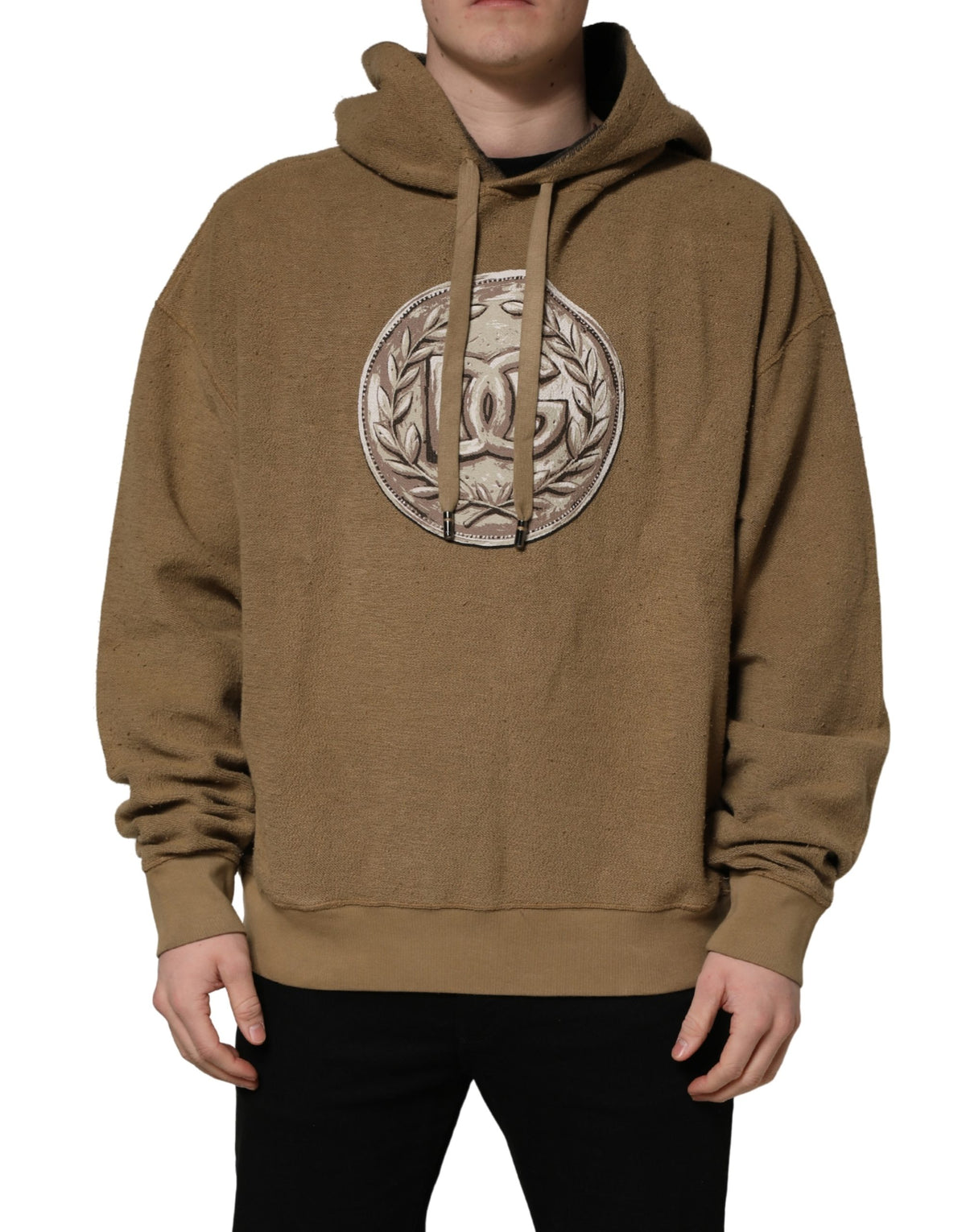 Brown Embossed Logo Hooded Sweatshirt Sweater