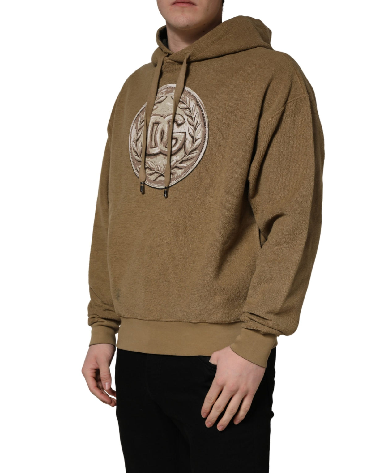 Brown Embossed Logo Hooded Sweatshirt Sweater