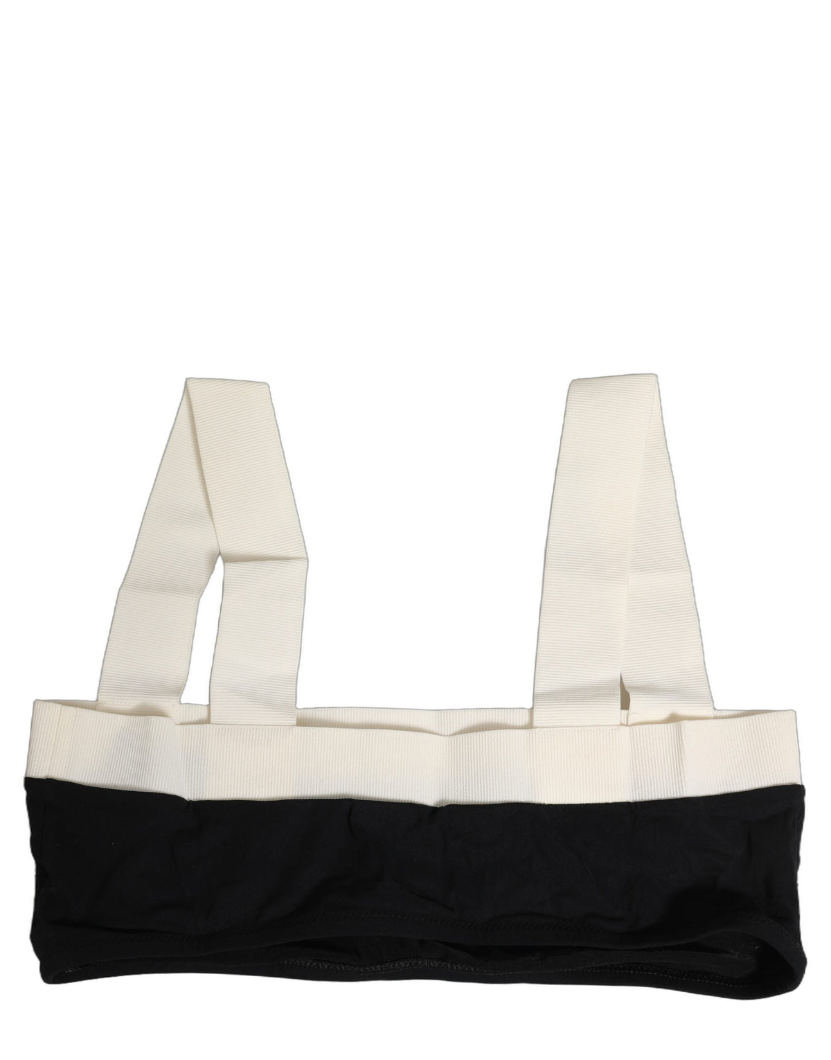 Black White Cotton Stretch Bikini Top Swimwear