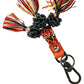 Multicolor Raffia Leather Clasp Finder Chain Keyring