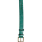 Green Embossed Leather Gold Buckle Belt Strap Bracelet