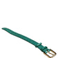 Green Embossed Leather Gold Buckle Belt Strap Bracelet