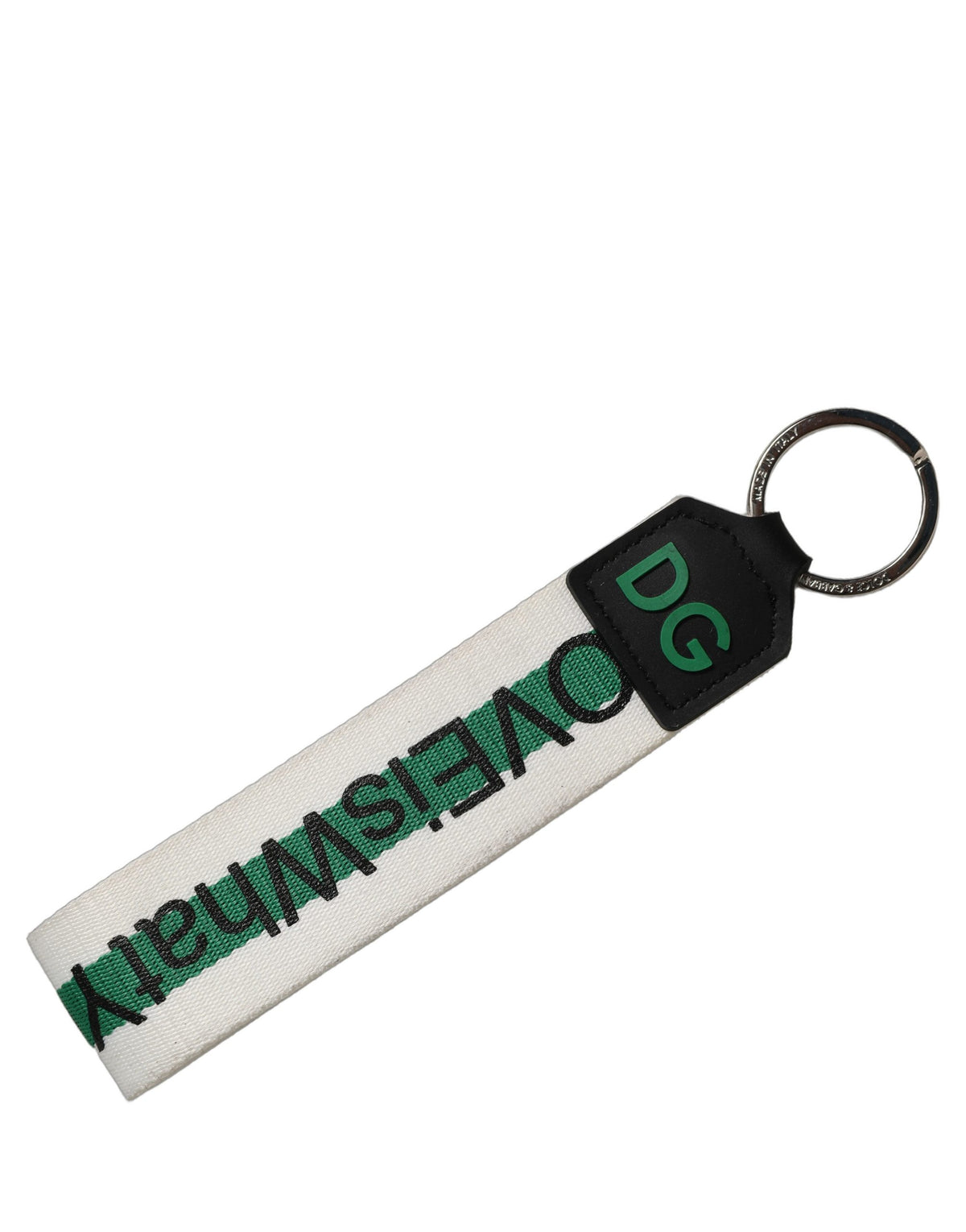 Green Logo Polyester Silver Brass Holder Keychain Keyring