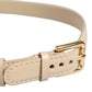 Beige Embossed Leather Gold Buckle Belt Strap Bracelet