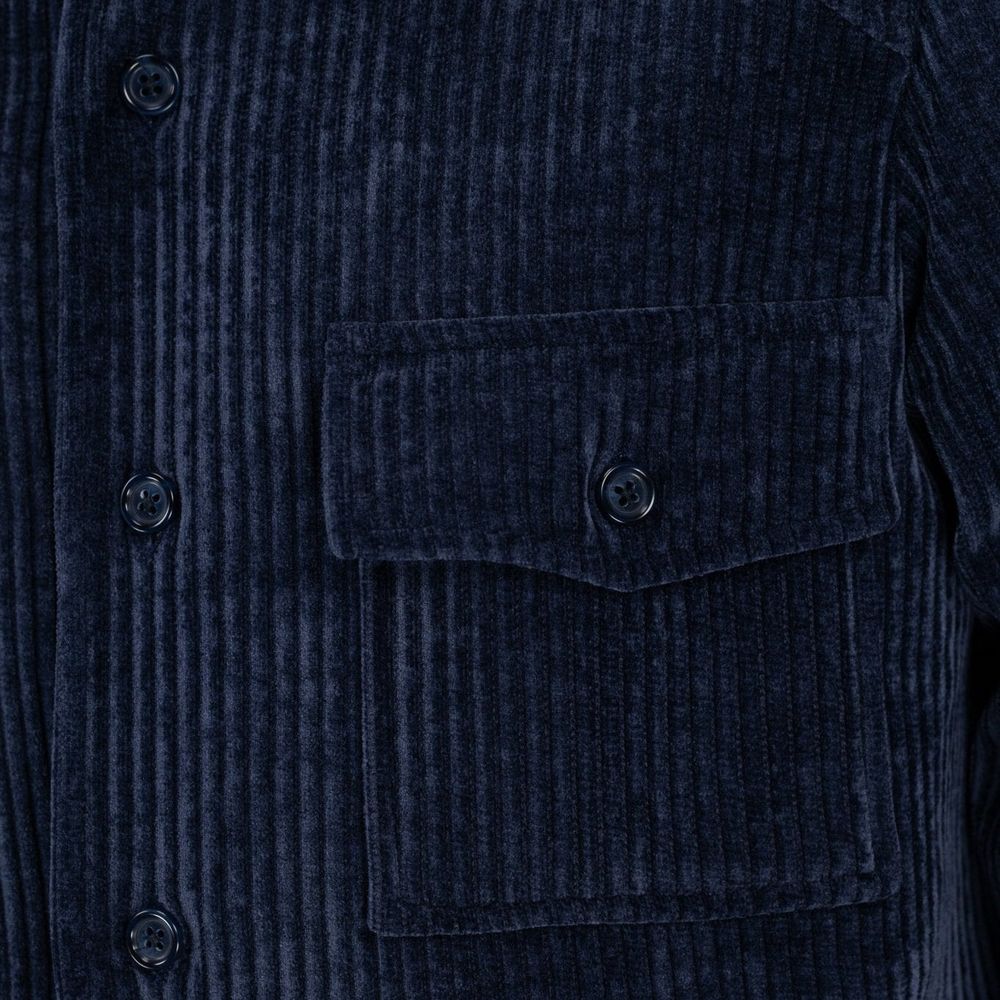 Blue Polyester Full-Length Jacket