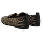 Black Gold Embellished Slippers Loafers Shoes