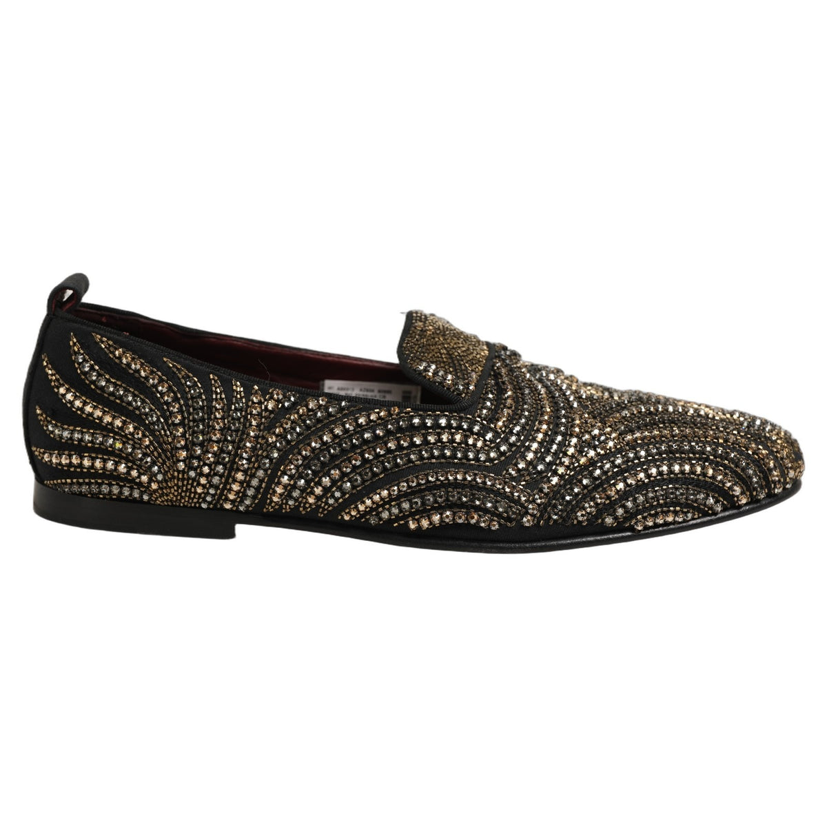 Black Gold Embellished Slippers Loafers Shoes