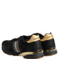 Black Gold Leather Low Top Sneakers Shoes