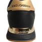 Black Gold Leather Low Top Sneakers Shoes