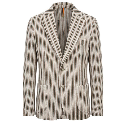 Beige Cotton Men Jacket