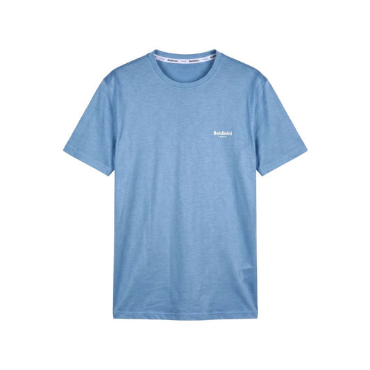 Light Blue Cotton Men T-Shirt