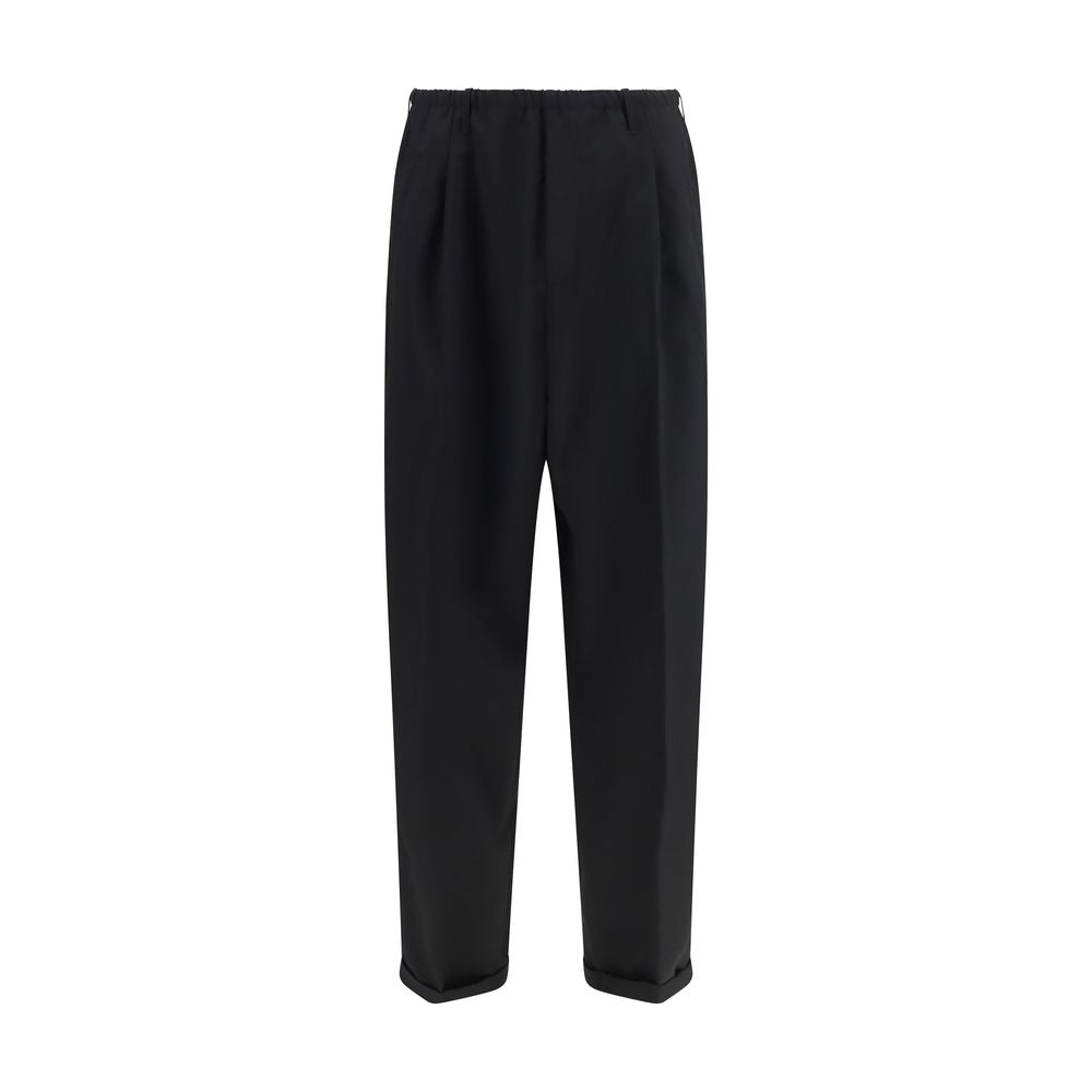 Black Polyester Casual Pants