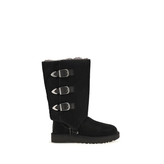 Black Suede Leather Lace-Up Boots