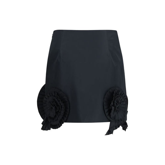 Black Polyester Mini Skirt
