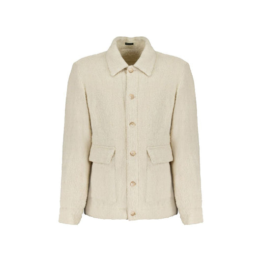 Beige Virgin Wool Full-Length Jacket