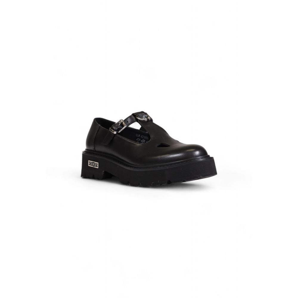 Black Leather Platform Pumps