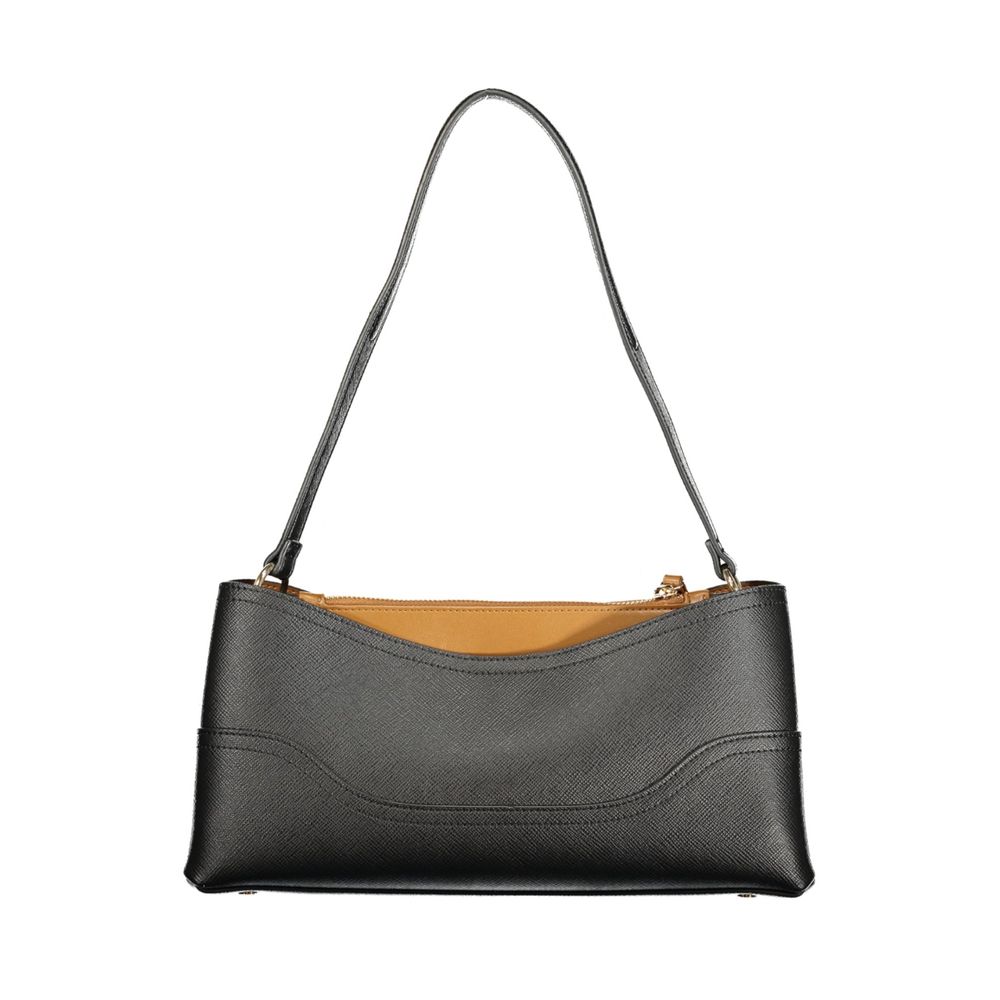 Nero Polyurethane Women Bag with Compartments and Central Pocket