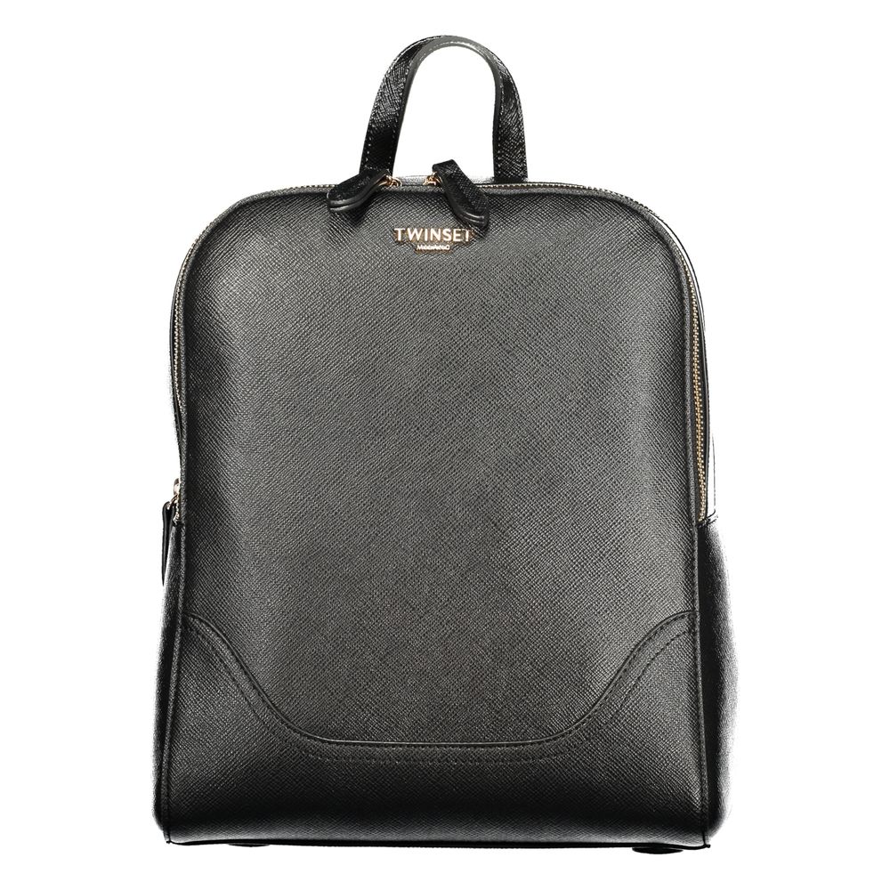 Black Polyurethane Women Backpack
