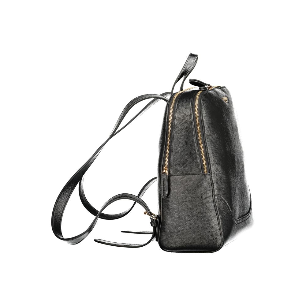 Black Polyurethane Women Backpack