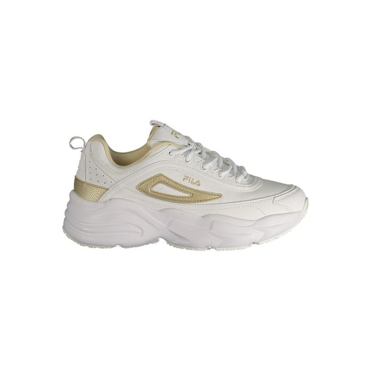 White Polyester Athletic Sneakers