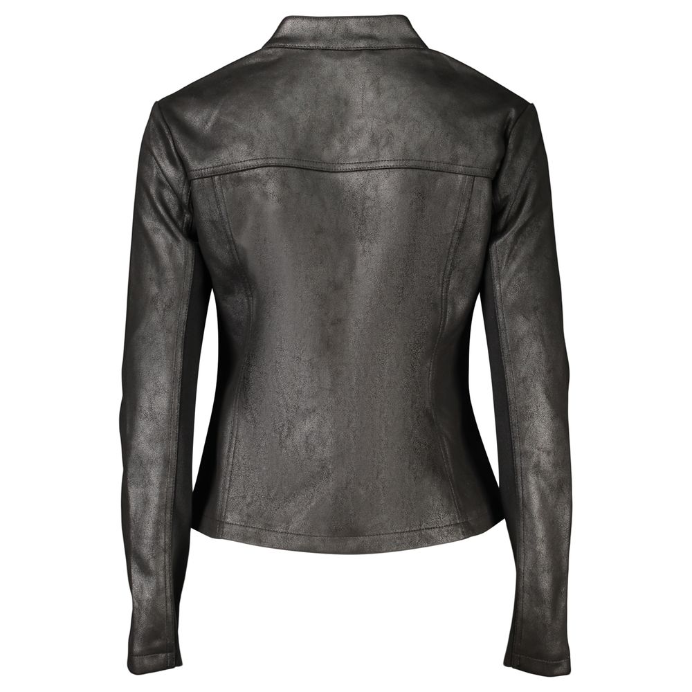 Black Polyester Biker Jacket