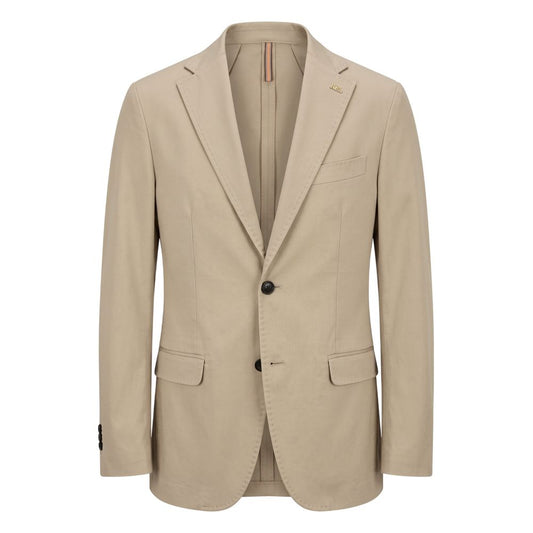 Beige Cotton Men Jacket