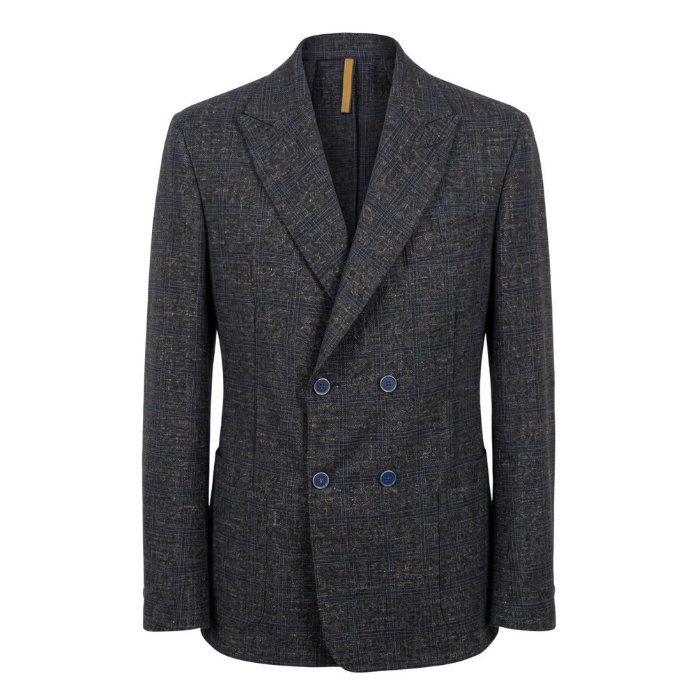 Blue Viscose Men Jacket