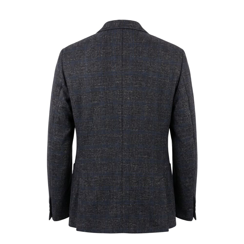 Blue Viscose Men Jacket