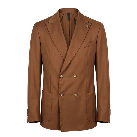Brown Viscose Men Jacket