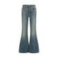 Blue Cotton Flared Jeans