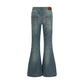 Blue Cotton Flared Jeans