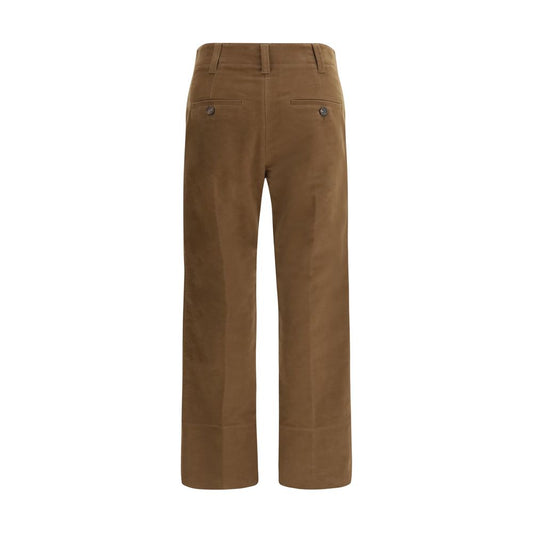 Brown Cotton Casual Pants