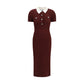 Bordeaux Polyester Casual Dress