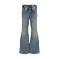 Blue Cotton Flared Jeans