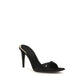 Black Viscose Stiletto Heel Sandals