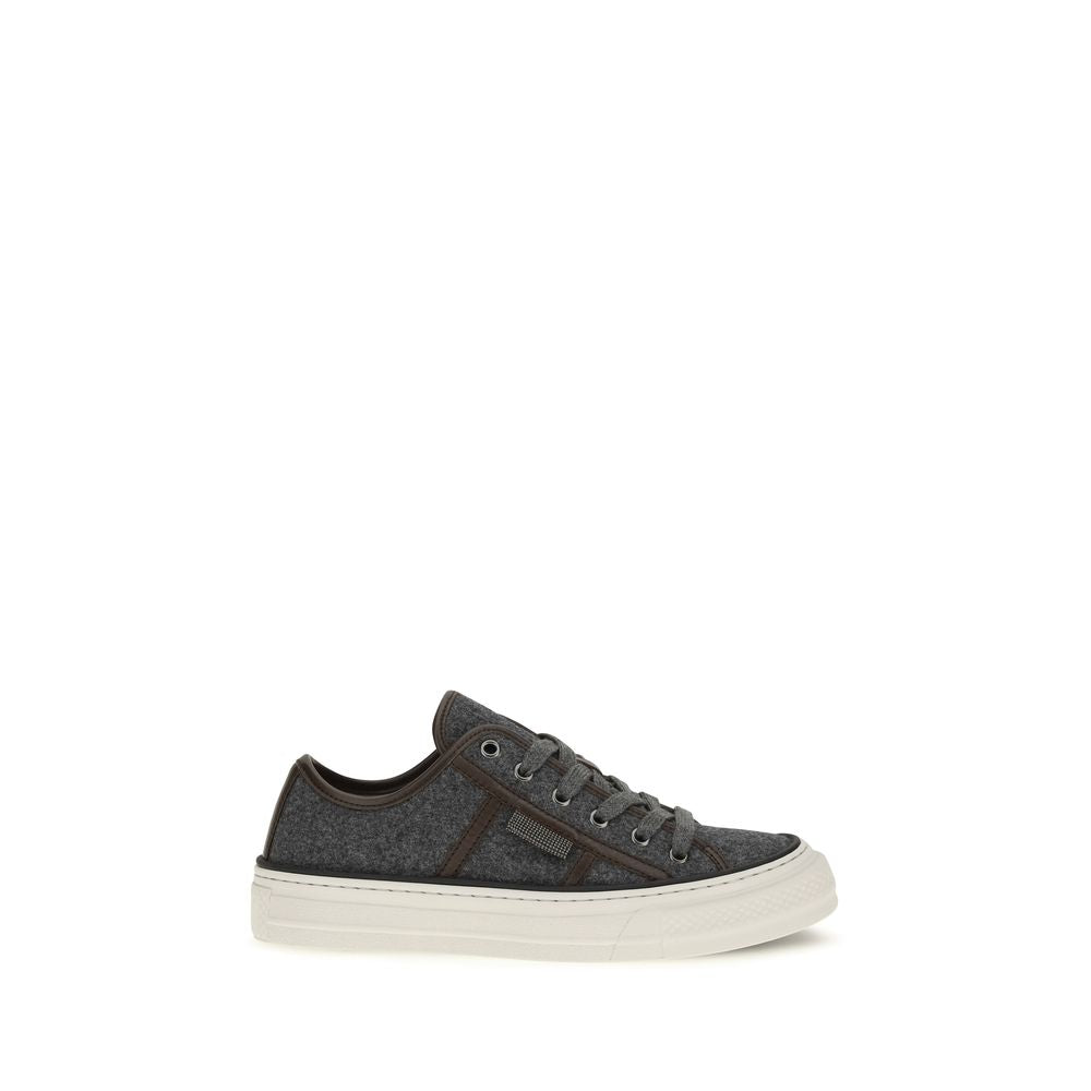 Gray Suede Leather Low Top Sneakers